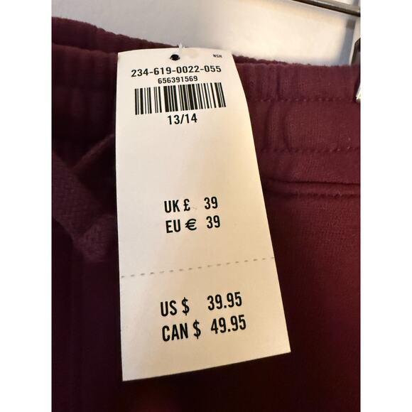 Abercrombie Kids Joggers Sweatpants Burgundy Maroon Size 13/14 XL Logo NWT - Picture 2 of 4